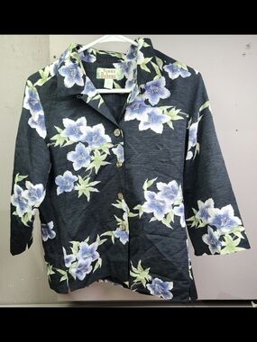Tommy Bahama Black Floral Button-Front Girls' Jacket